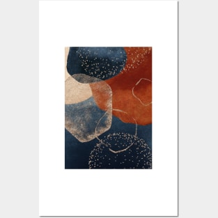 Modern Abstract Terracotta Blush and Navy Blue Posters and Art